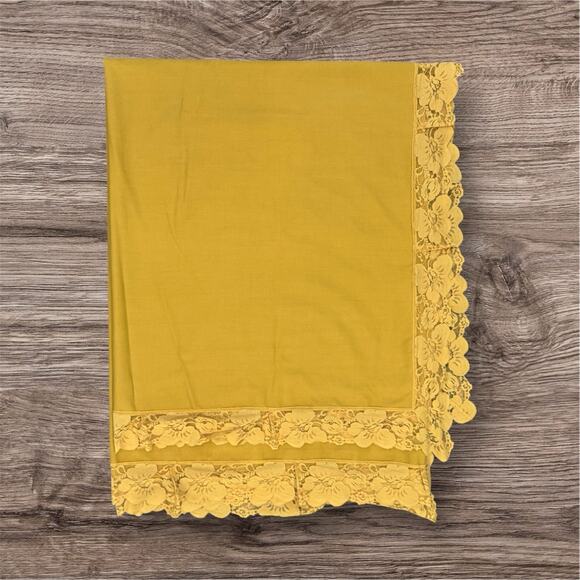 Autumn Gold Handmade Tablecloth 103 x 65 Large Vintage Rectangular Harvest Lace - Picture 1 of 6